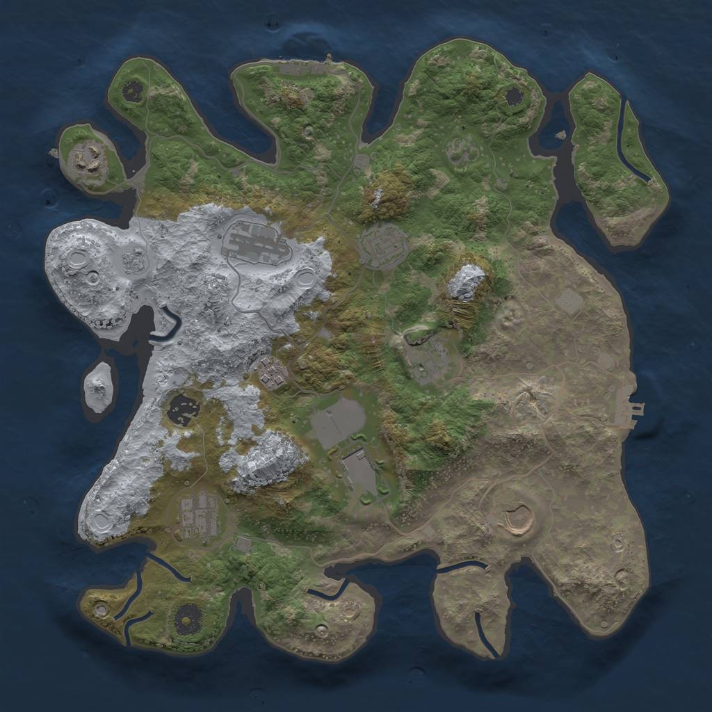 Rust Map: Procedural Map, Size: 3500, Seed: 20232017, 15 Monuments