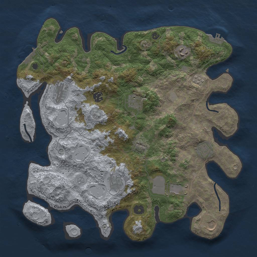 Rust Map: Procedural Map, Size: 3750, Seed: 678627173, 16 Monuments