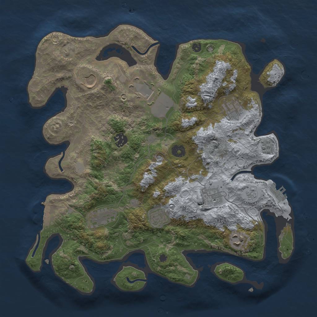 Rust Map: Procedural Map, Size: 3500, Seed: 990354, 16 Monuments