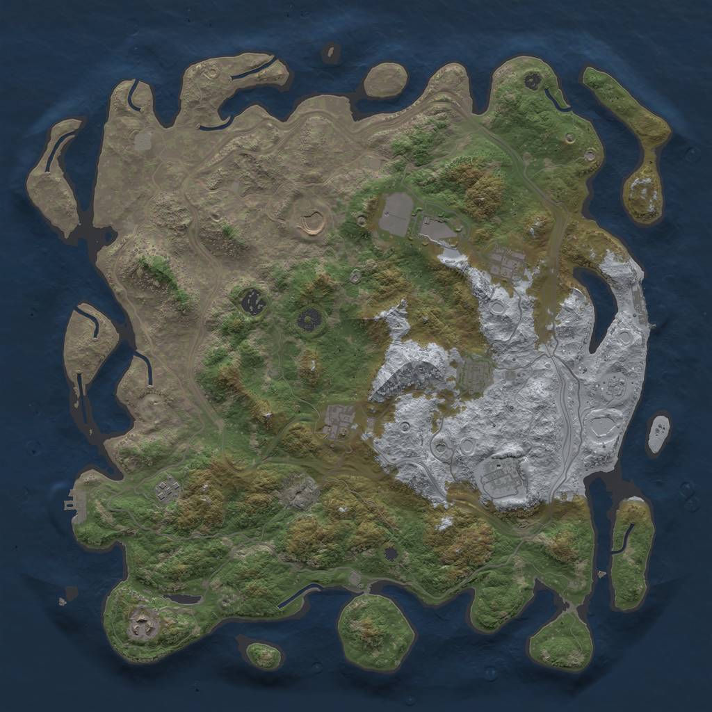 Rust Map: Procedural Map, Size: 4500, Seed: 456207, 16 Monuments