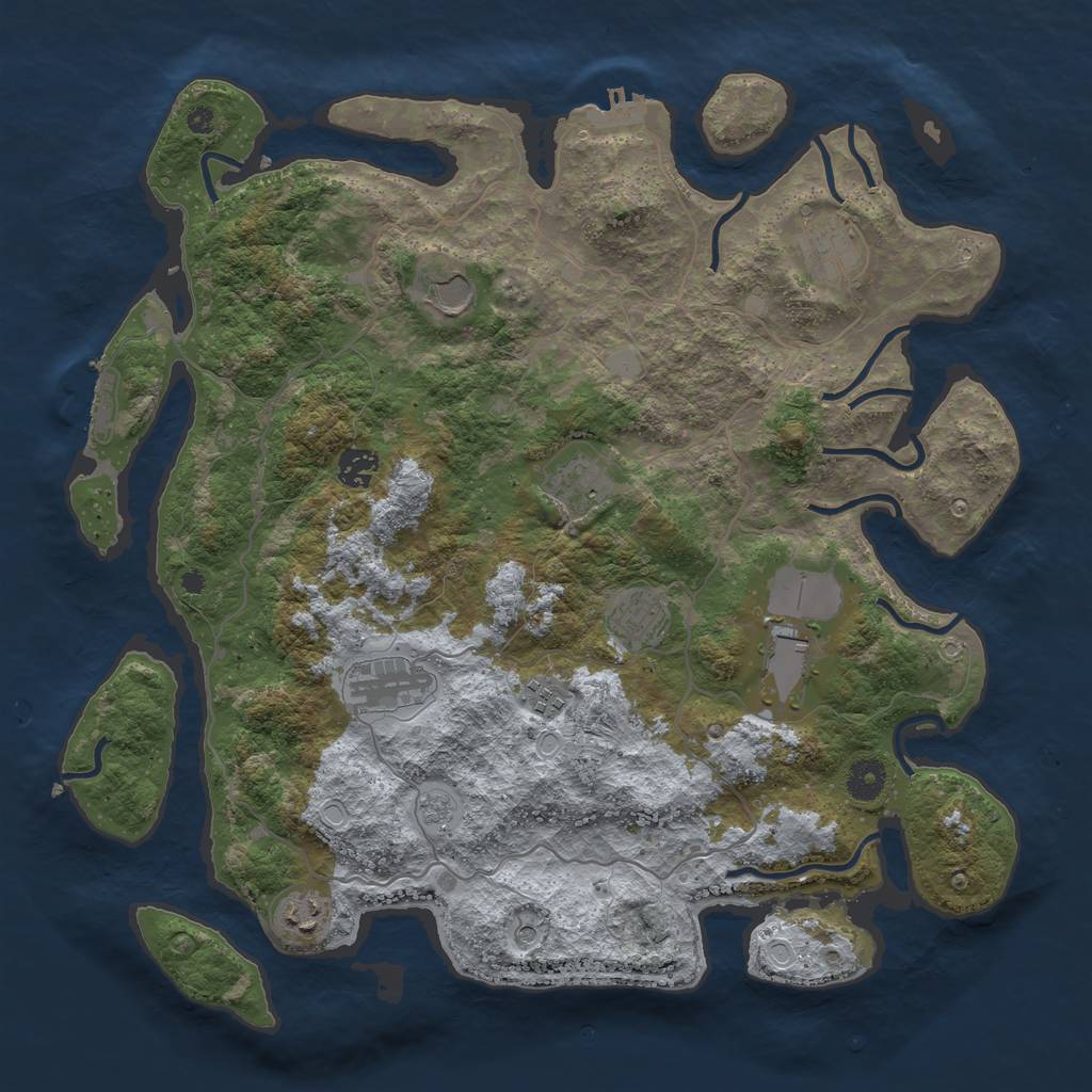 Rust Map: Procedural Map, Size: 4000, Seed: 6514, 16 Monuments