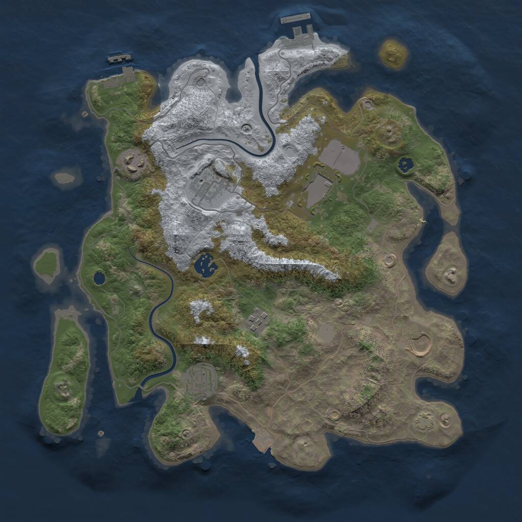 Rust Map: Procedural Map, Size: 3500, Seed: 55772859, 12 Monuments