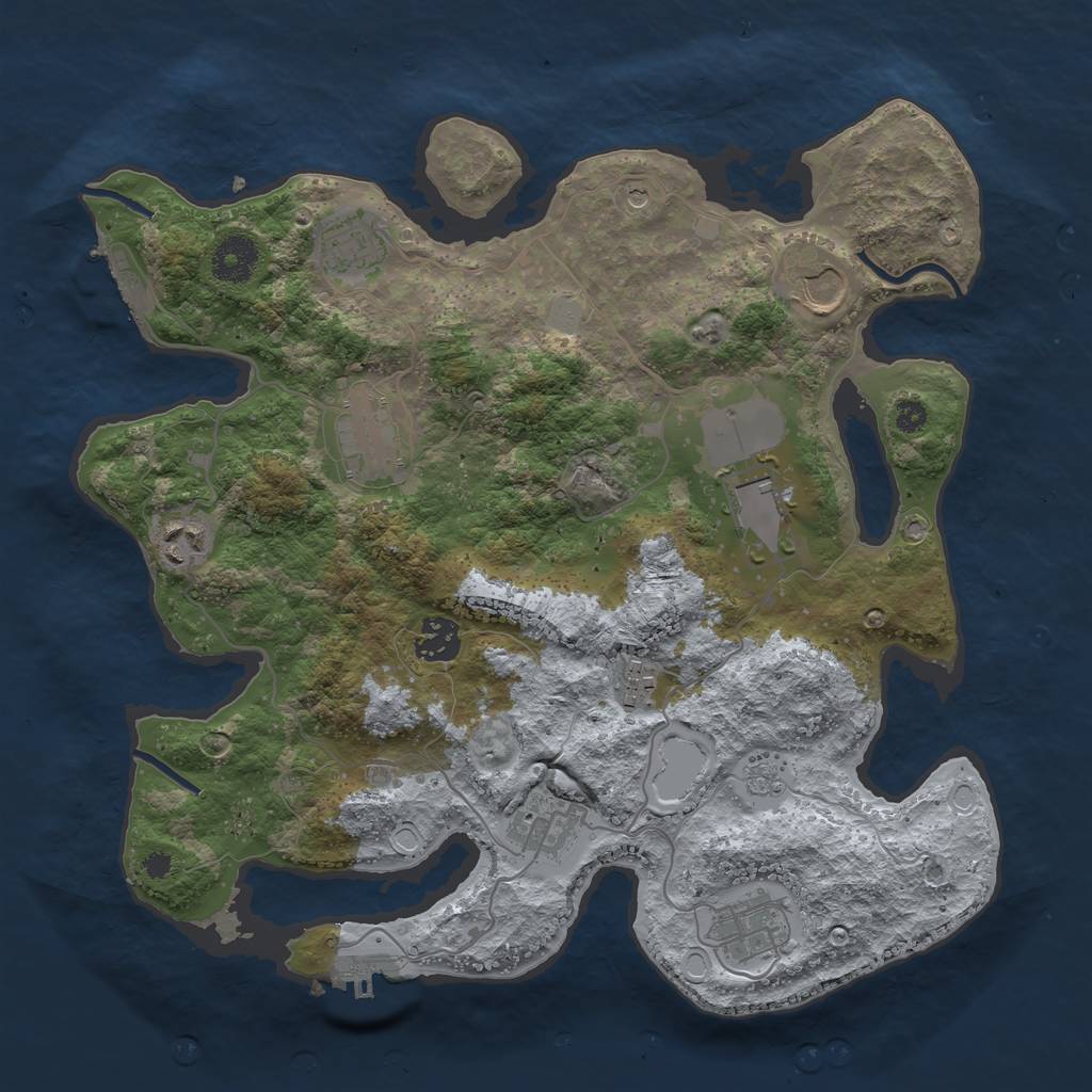 Rust Map: Procedural Map, Size: 3500, Seed: 467499896, 16 Monuments