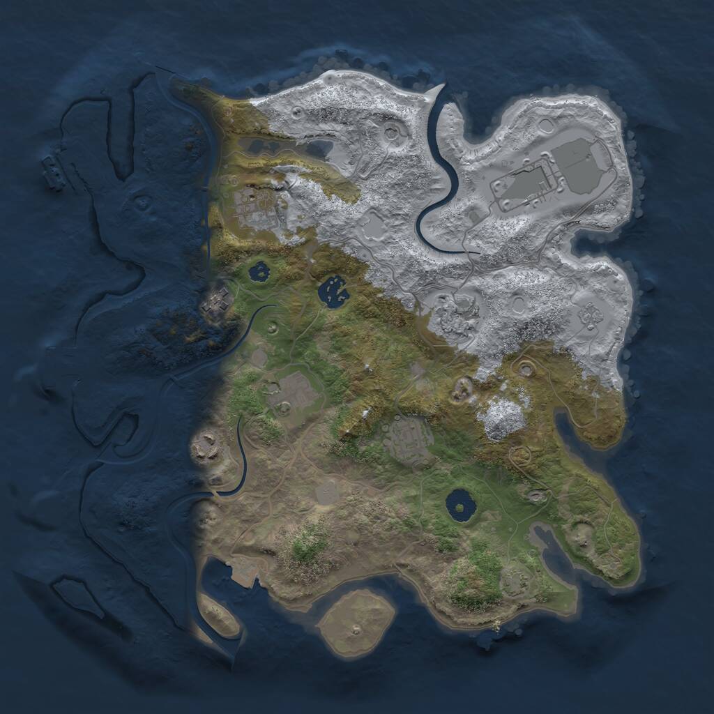 Rust Map: Procedural Map, Size: 3500, Seed: 1434085367, 14 Monuments