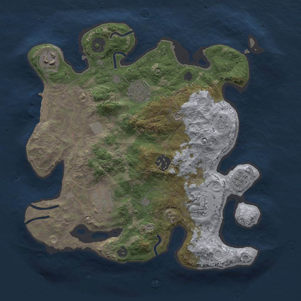Rust Map: Procedural Map, Size: 3000, Seed: 1988681026, 12 Monuments