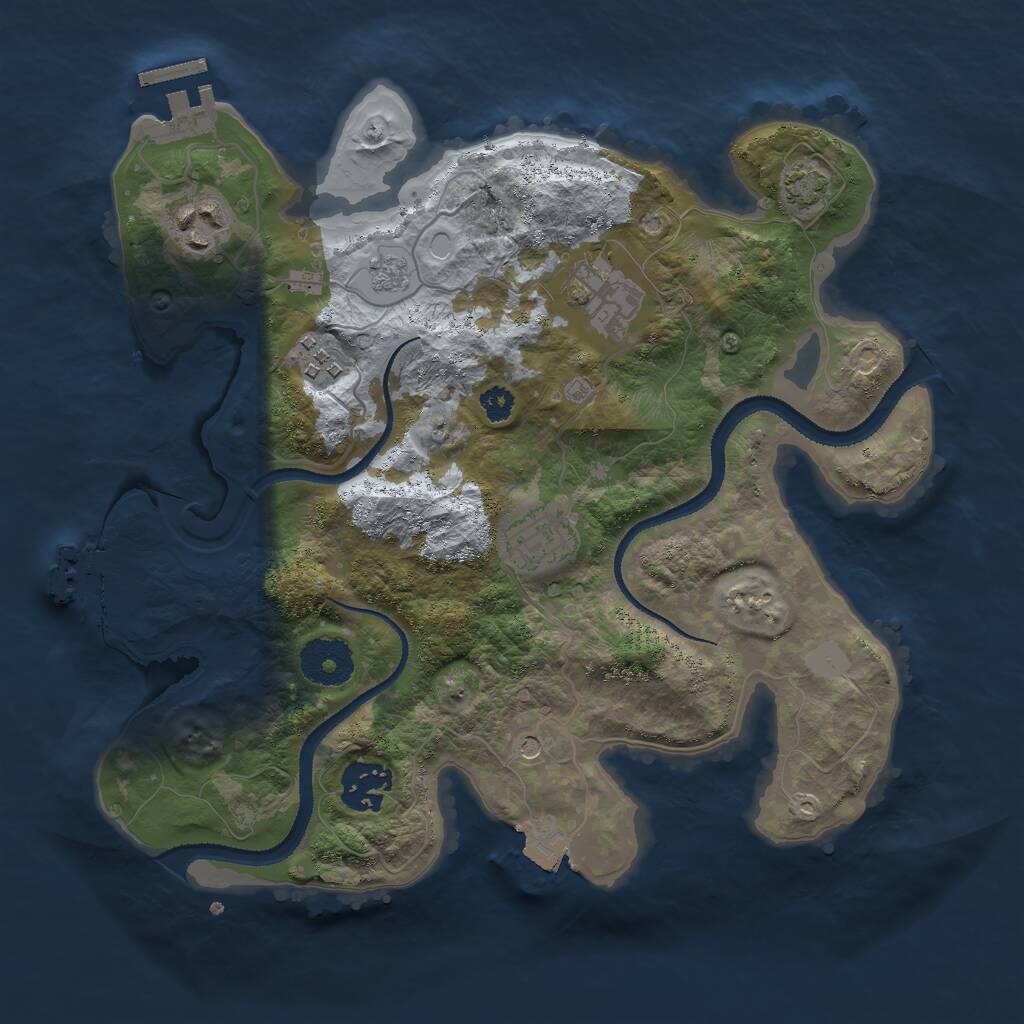 Rust Map: Procedural Map, Size: 3000, Seed: 2121628803, 11 Monuments