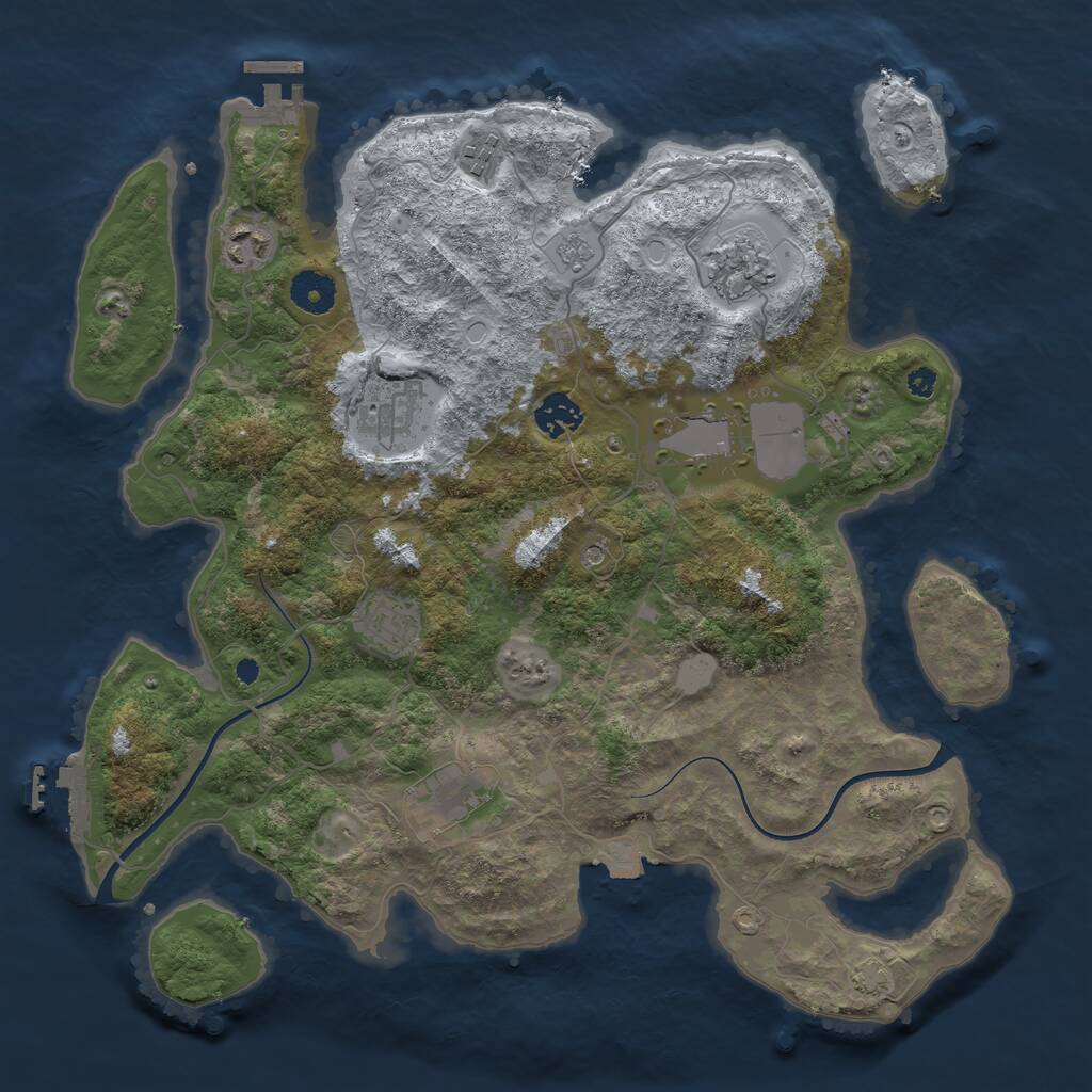 Rust Map: Procedural Map, Size: 3700, Seed: 950671193, 14 Monuments