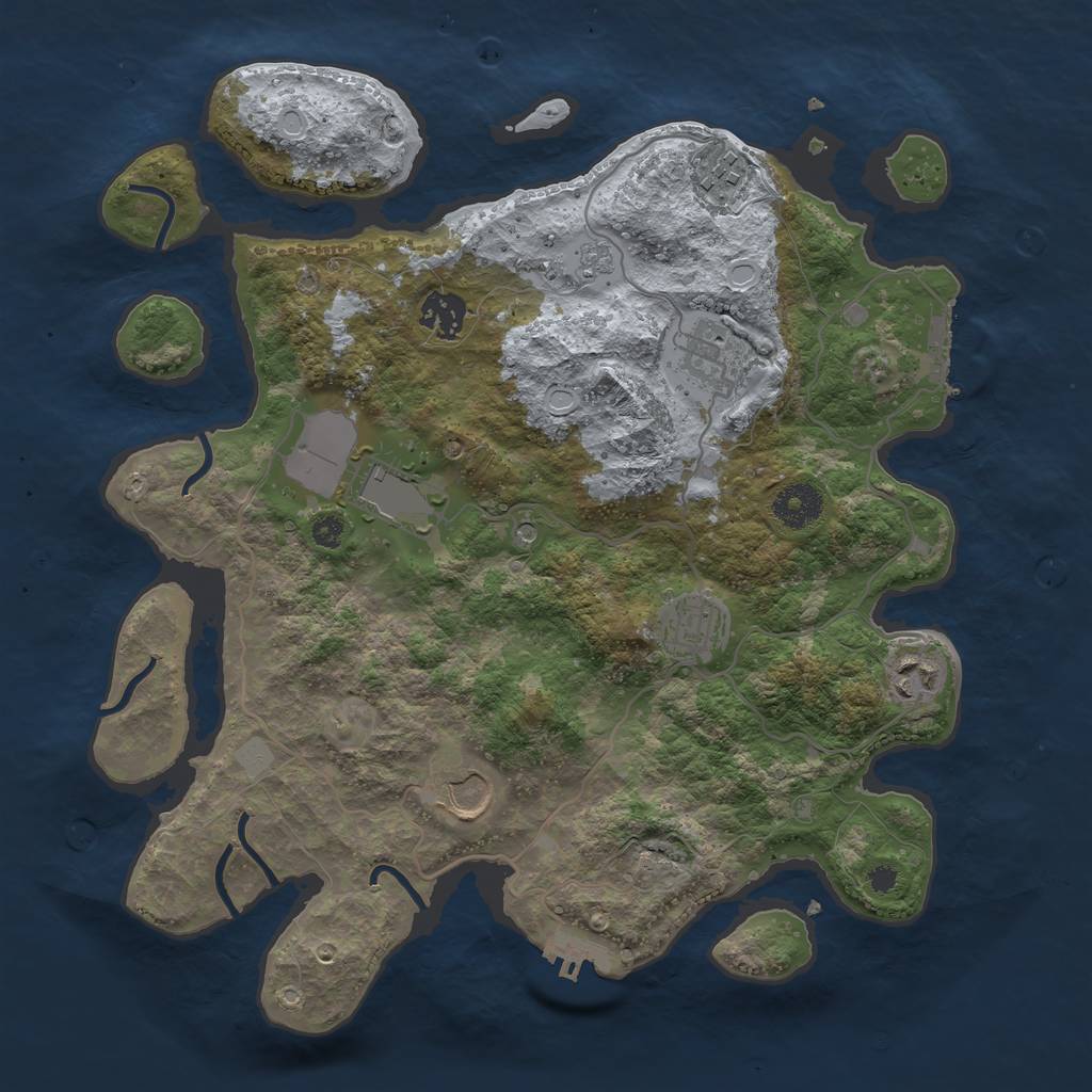 Rust Map: Procedural Map, Size: 3500, Seed: 121722251, 14 Monuments