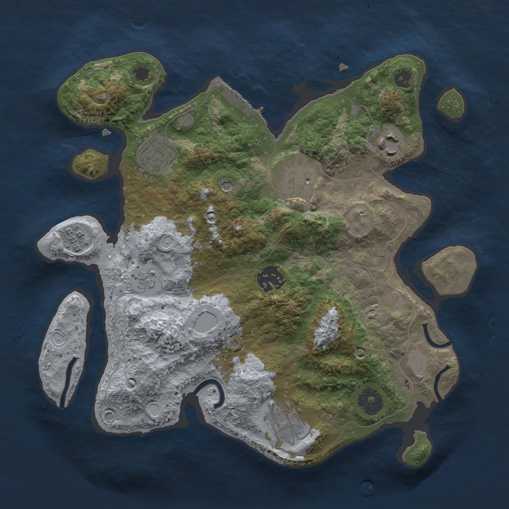 Rust Map: Procedural Map, Size: 3000, Seed: 71938, 12 Monuments