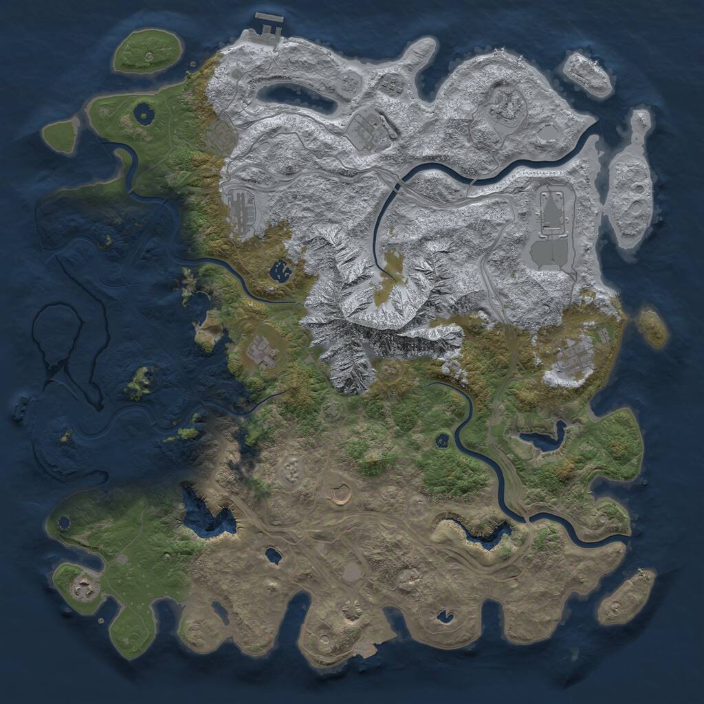 Rust Map: Procedural Map, Size: 5000, Seed: 320647774, 17 Monuments