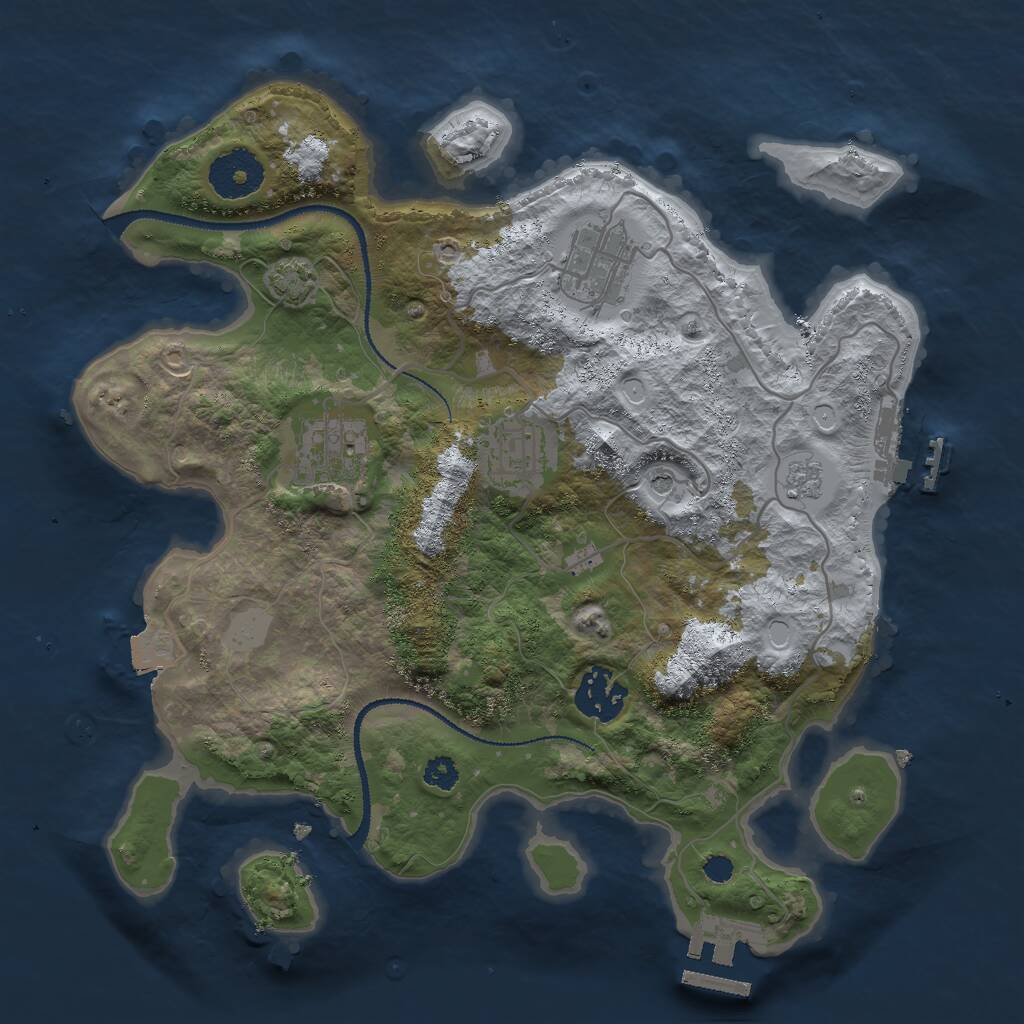 Rust Map: Procedural Map, Size: 3000, Seed: 377067596, 10 Monuments