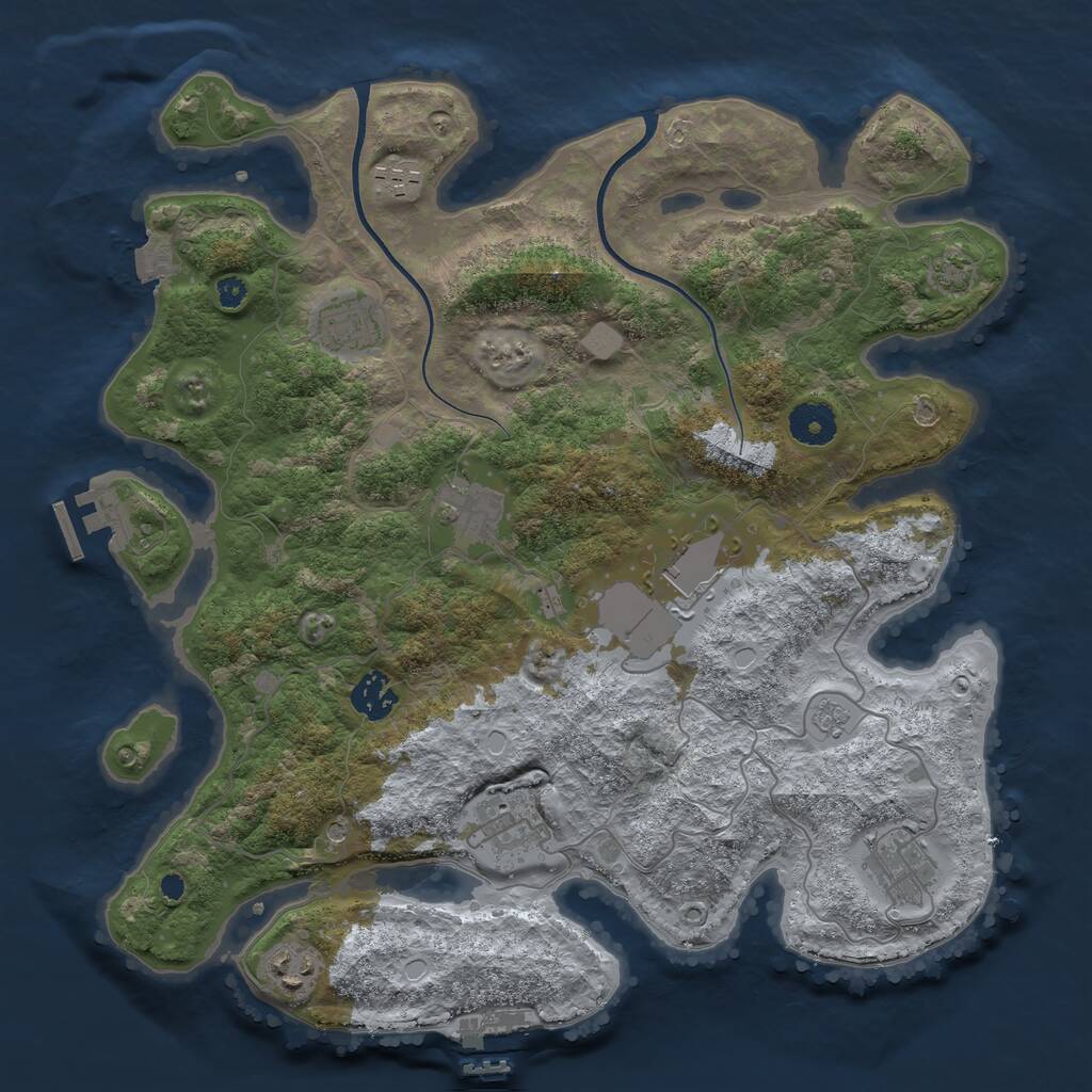 Rust Map: Procedural Map, Size: 3600, Seed: 1272315918, 14 Monuments