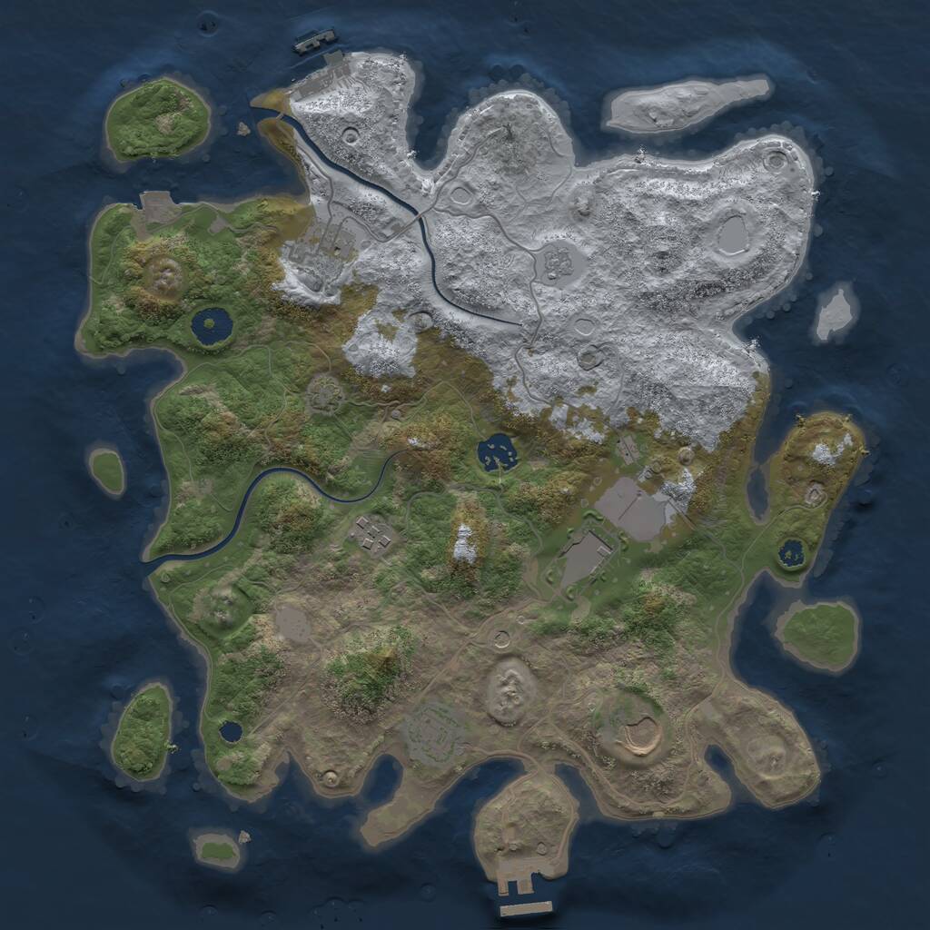 Rust Map: Procedural Map, Size: 3600, Seed: 481219406, 12 Monuments