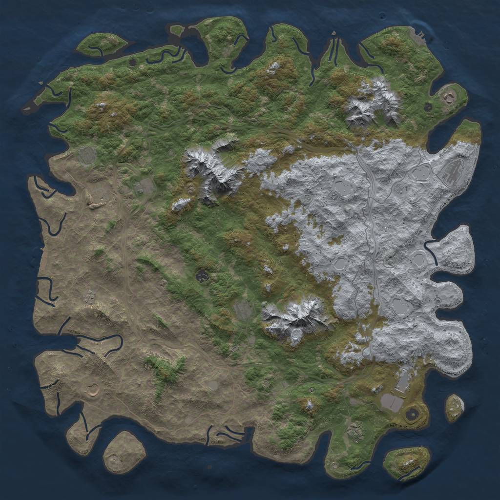 Rust Map: Procedural Map, Size: 6000, Seed: 1943743427, 18 Monuments