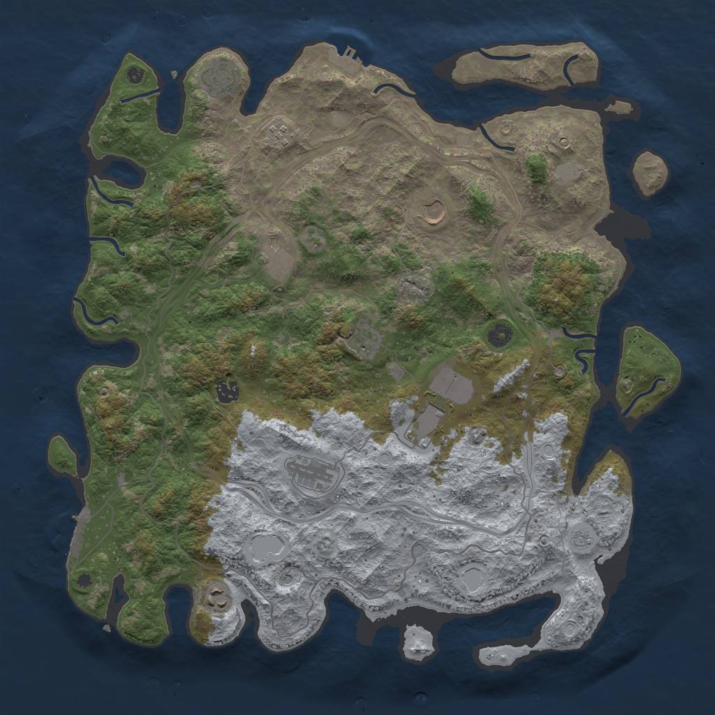 Rust Map: Procedural Map, Size: 4500, Seed: 50010606, 16 Monuments