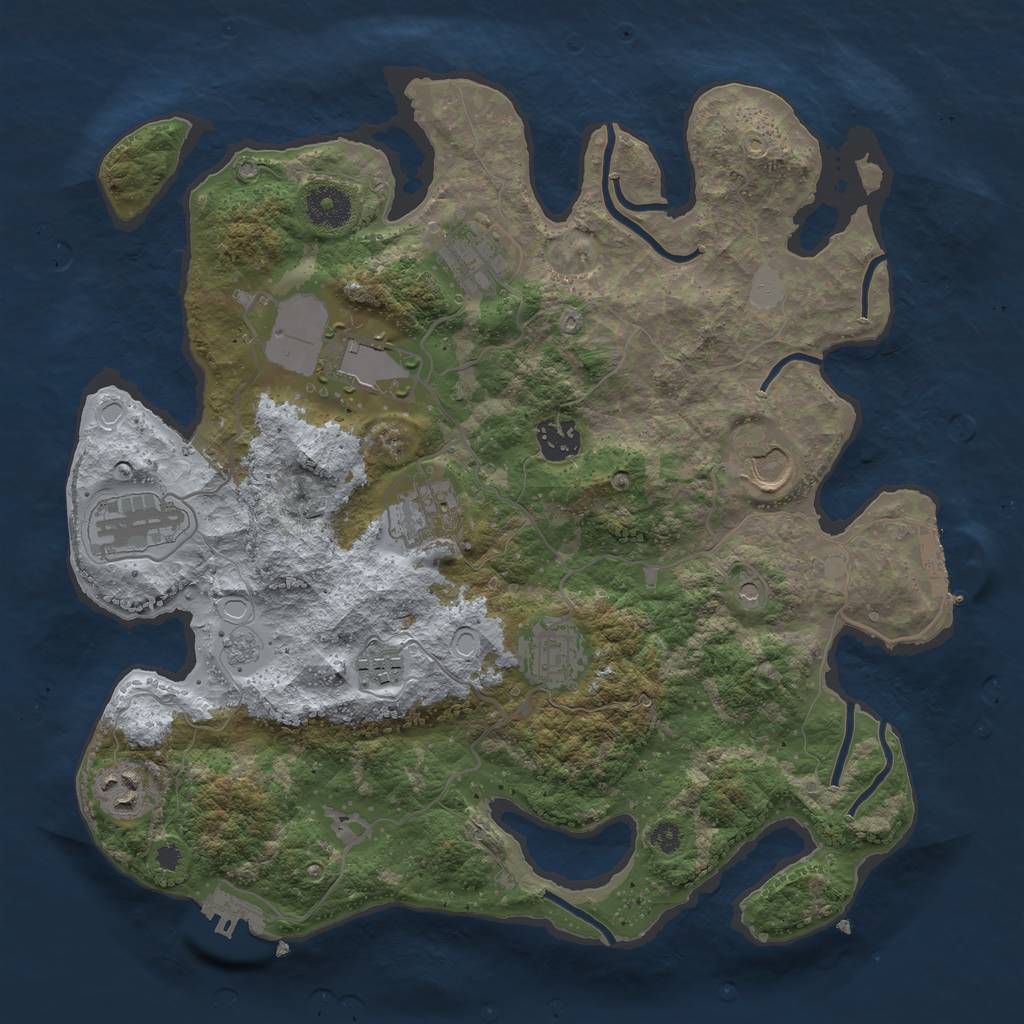 Rust Map: Procedural Map, Size: 3500, Seed: 25161645, 16 Monuments