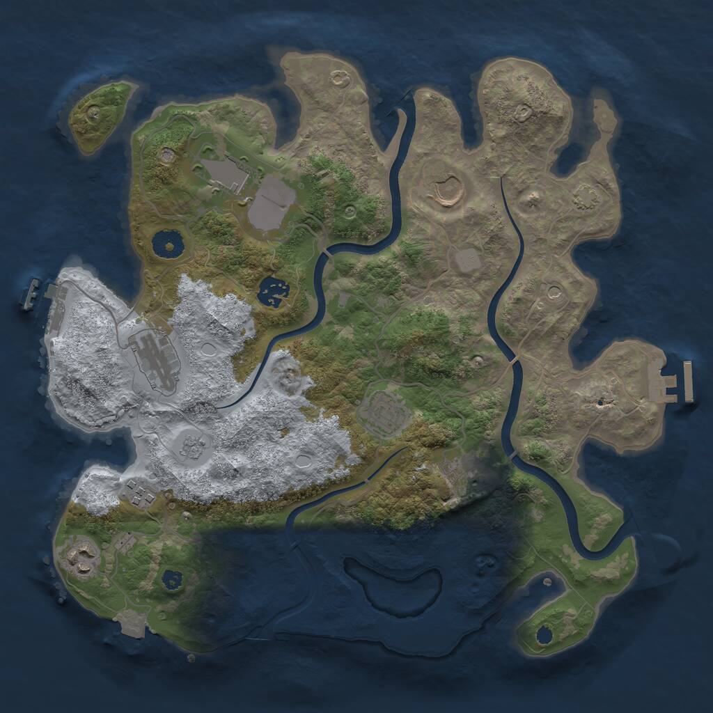 Rust Map: Procedural Map, Size: 3500, Seed: 25161645, 14 Monuments