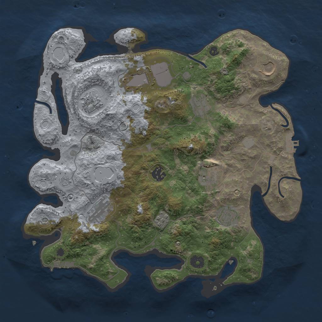 Rust Map: Procedural Map, Size: 3500, Seed: 835551033, 16 Monuments