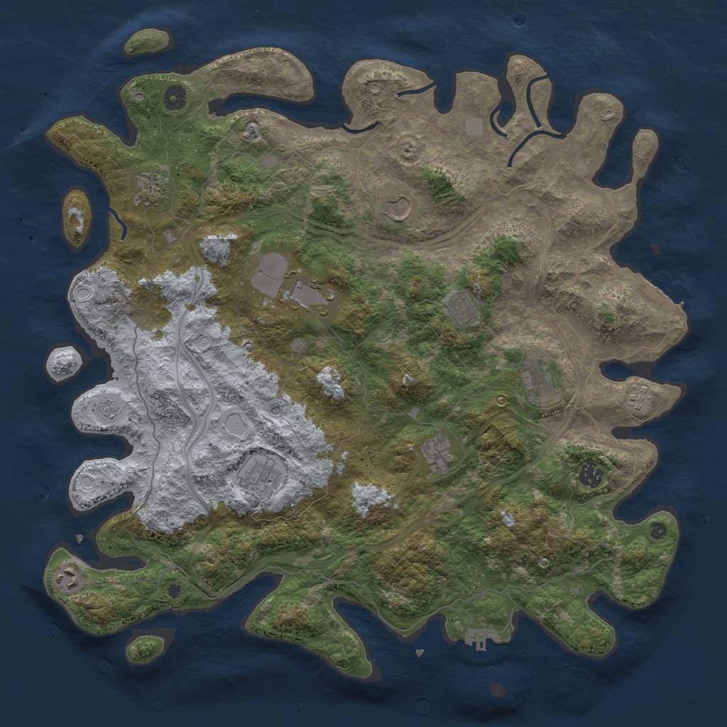 Rust Map: Procedural Map, Size: 4500, Seed: 1248149139, 17 Monuments
