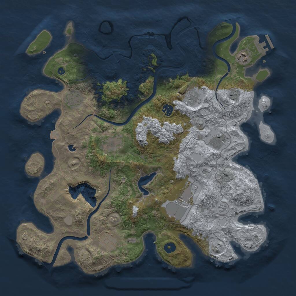 Rust Map: Procedural Map, Size: 4000, Seed: 871249, 14 Monuments