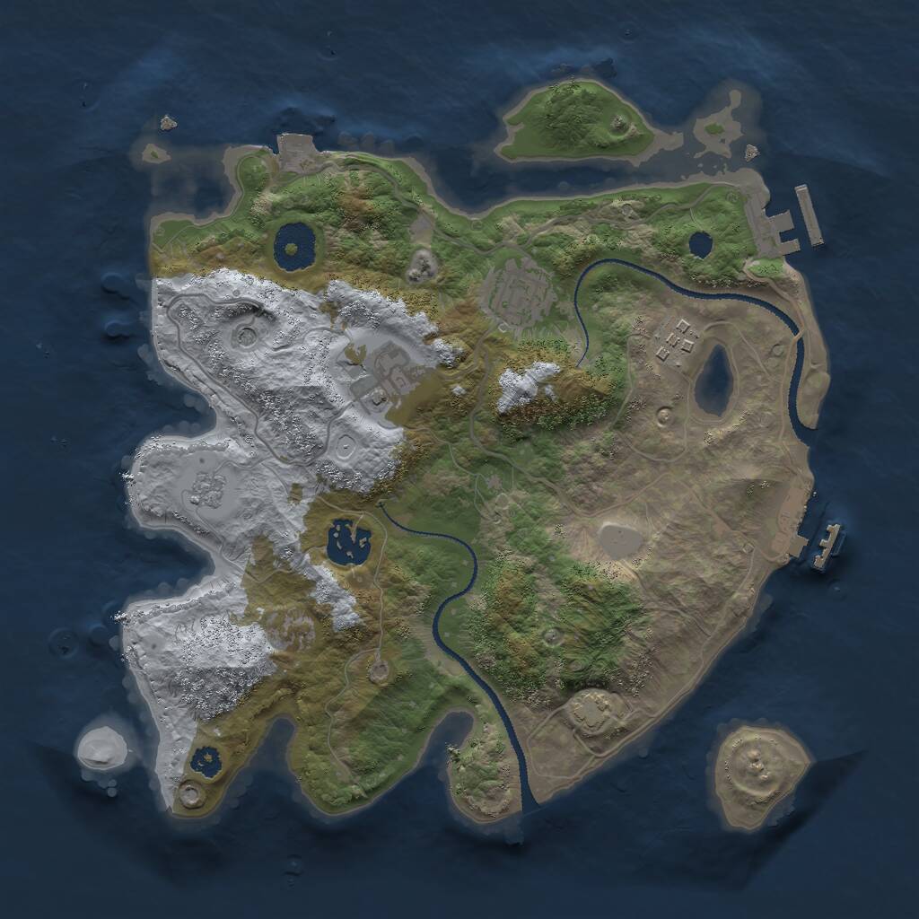 Rust Map: Procedural Map, Size: 3000, Seed: 1999658801, 10 Monuments