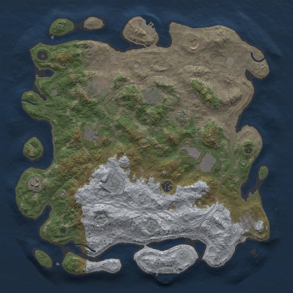 Rust Map: Procedural Map, Size: 4250, Seed: 864274875, 18 Monuments