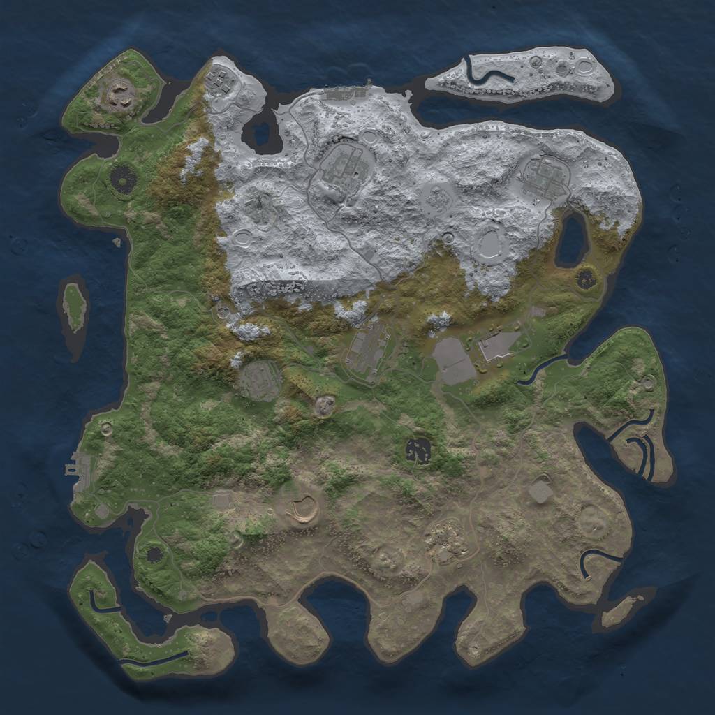Rust Map: Procedural Map, Size: 3950, Seed: 966830134, 17 Monuments