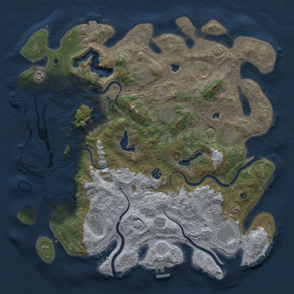 Rust Map: Procedural Map, Size: 4500, Seed: 548564351, 17 Monuments