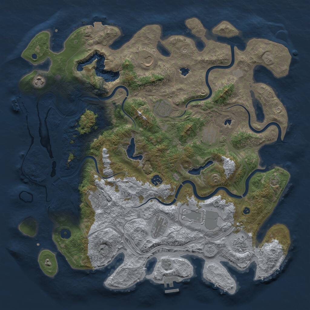 Rust Map: Procedural Map, Size: 4500, Seed: 548564351, 16 Monuments