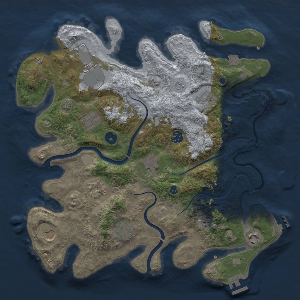 Rust Map: Procedural Map, Size: 3700, Seed: 1389680333, 16 Monuments