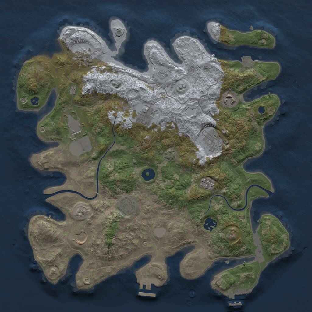 Rust Map: Procedural Map, Size: 3700, Seed: 1389680333, 15 Monuments