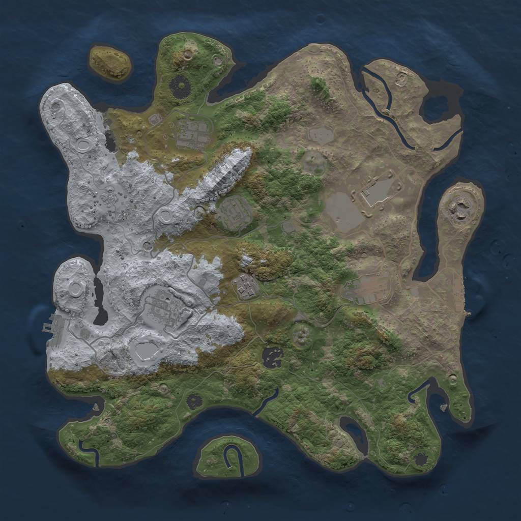 Rust Map: Procedural Map, Size: 3500, Seed: 1690415330, 15 Monuments