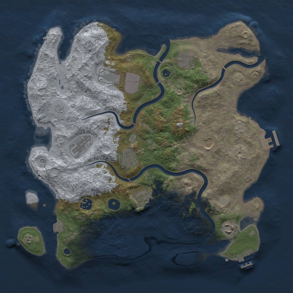 Rust Map: Procedural Map, Size: 3750, Seed: 2141233092, 15 Monuments
