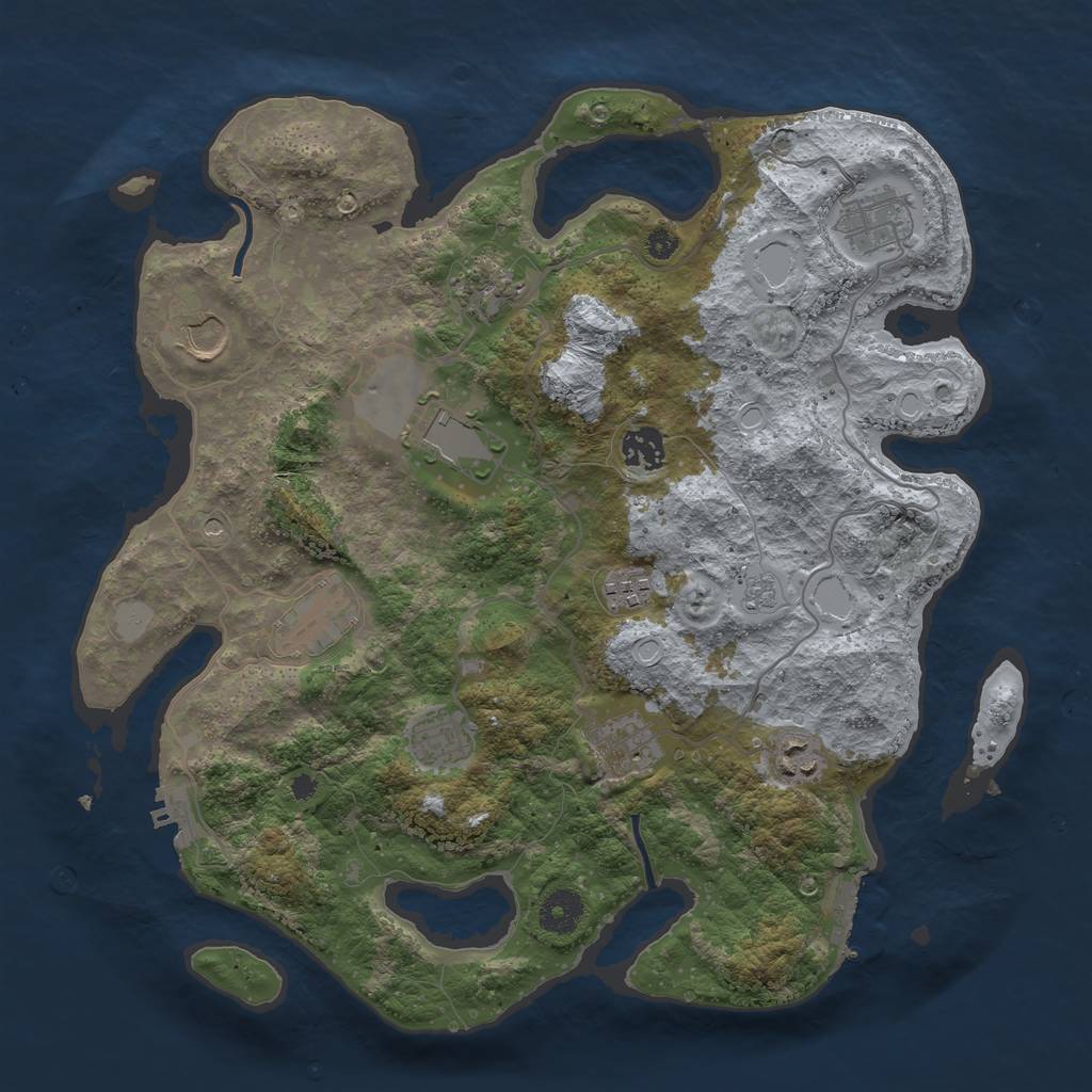 Rust Map: Procedural Map, Size: 3700, Seed: 880623520, 17 Monuments