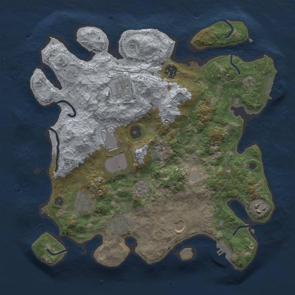 Rust Map: Procedural Map, Size: 3500, Seed: 1795870956, 15 Monuments
