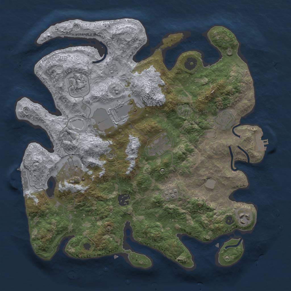 Rust Map: Procedural Map, Size: 3500, Seed: 1675552474, 15 Monuments