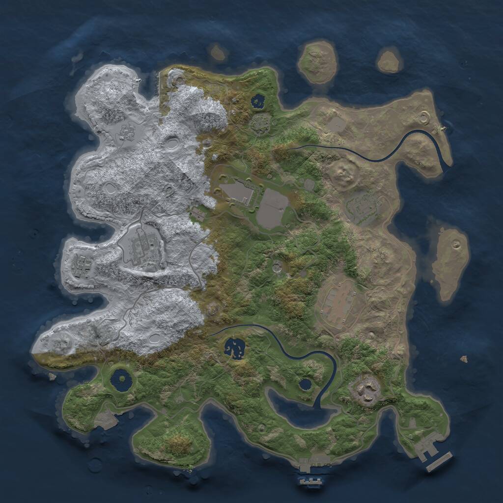 Rust Map: Procedural Map, Size: 3500, Seed: 533549075, 13 Monuments