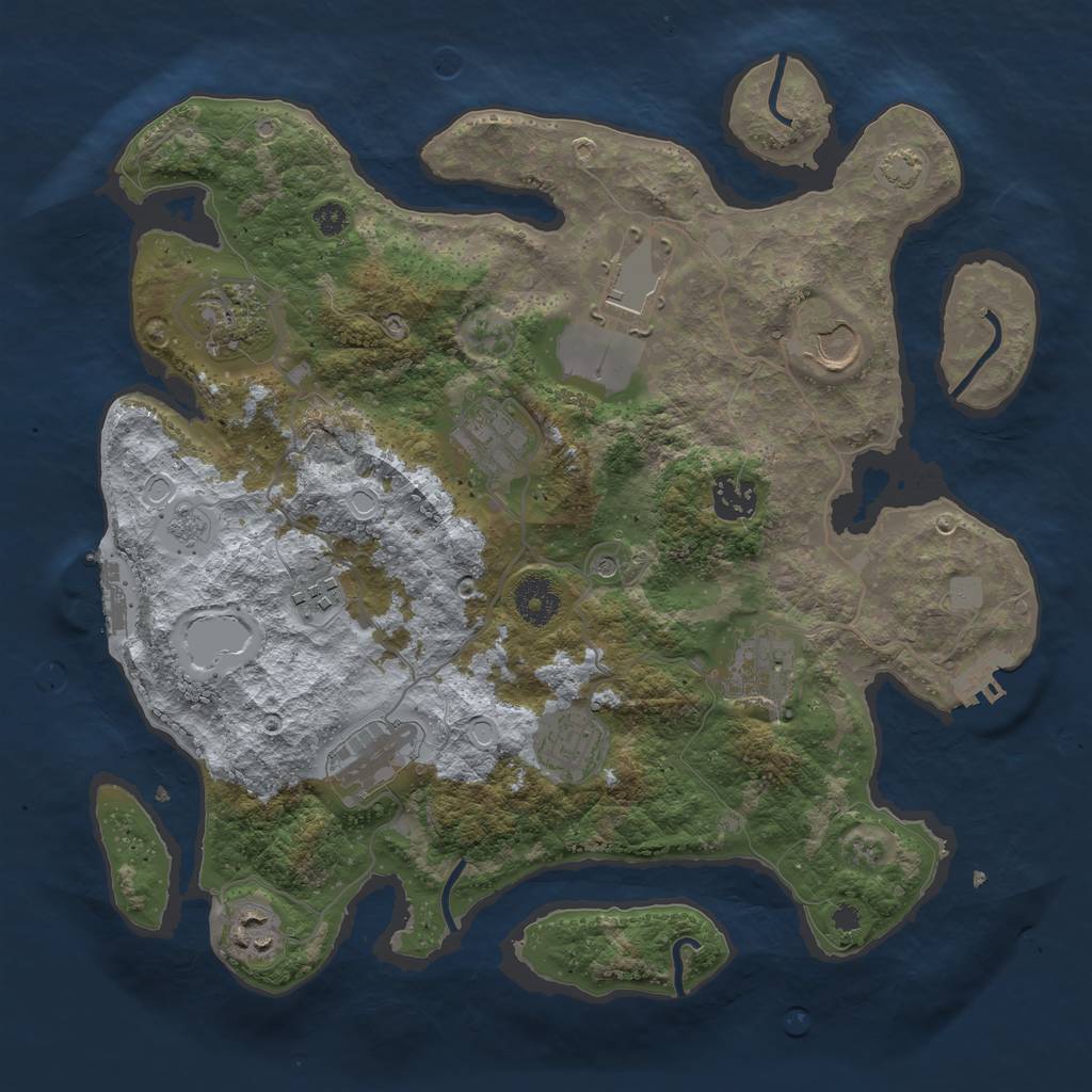 Rust Map: Procedural Map, Size: 3500, Seed: 194117444, 18 Monuments