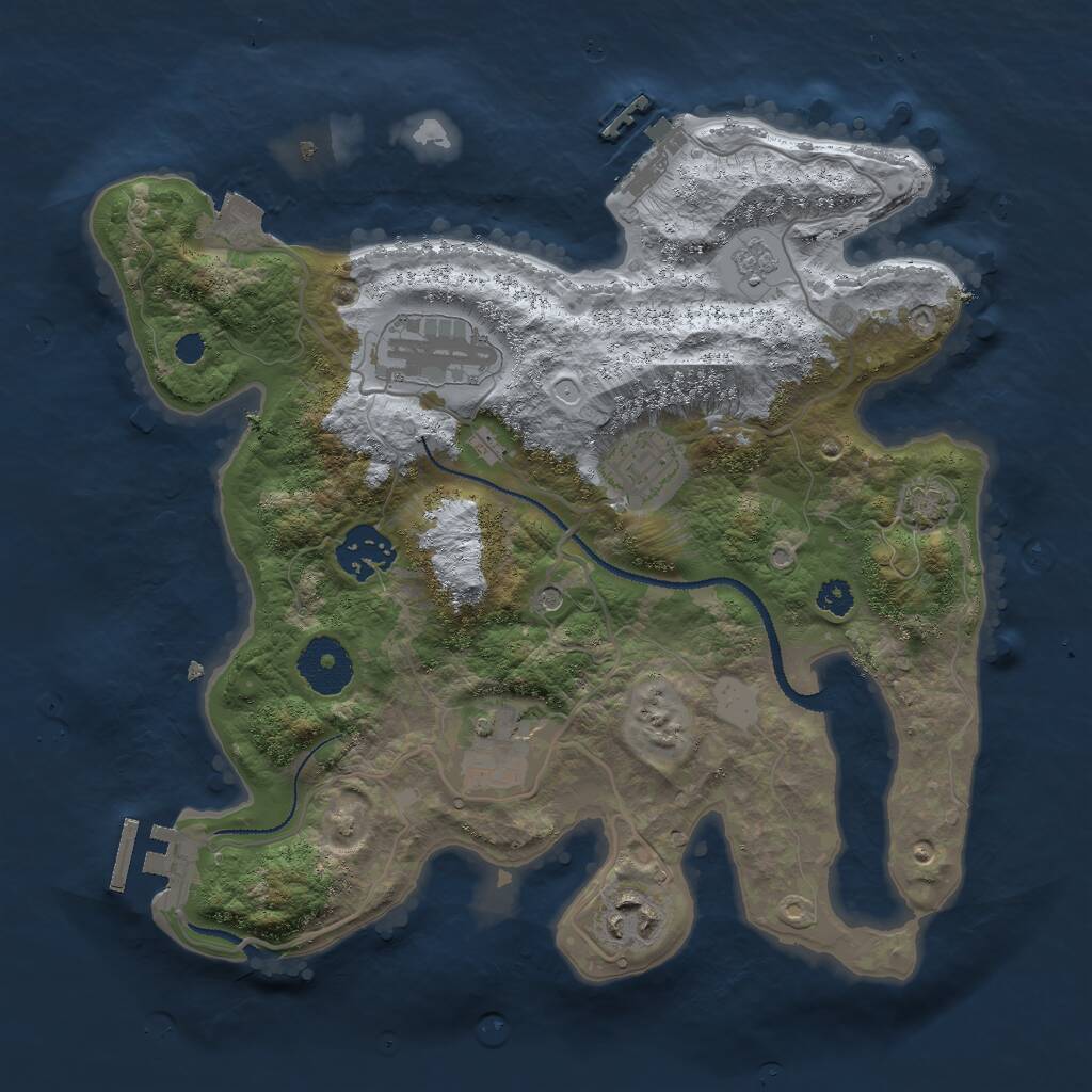 Rust Map: Procedural Map, Size: 3000, Seed: 1257380347, 11 Monuments