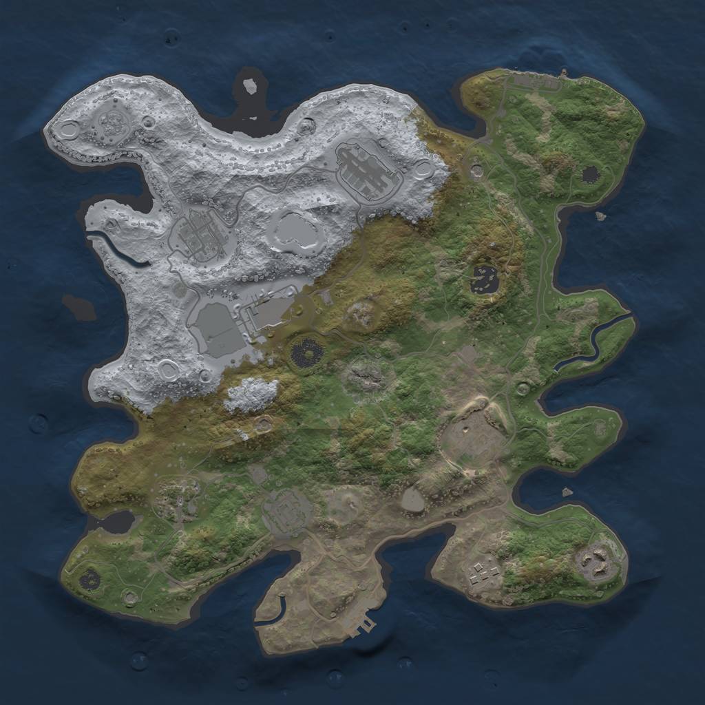 Rust Map: Procedural Map, Size: 3500, Seed: 456780, 16 Monuments
