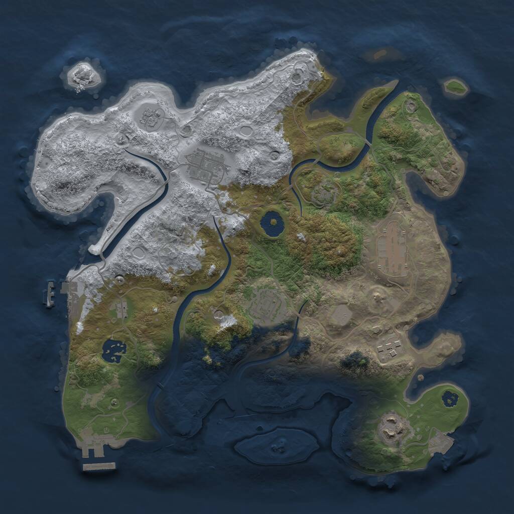 Rust Map: Procedural Map, Size: 3200, Seed: 1355437392, 12 Monuments