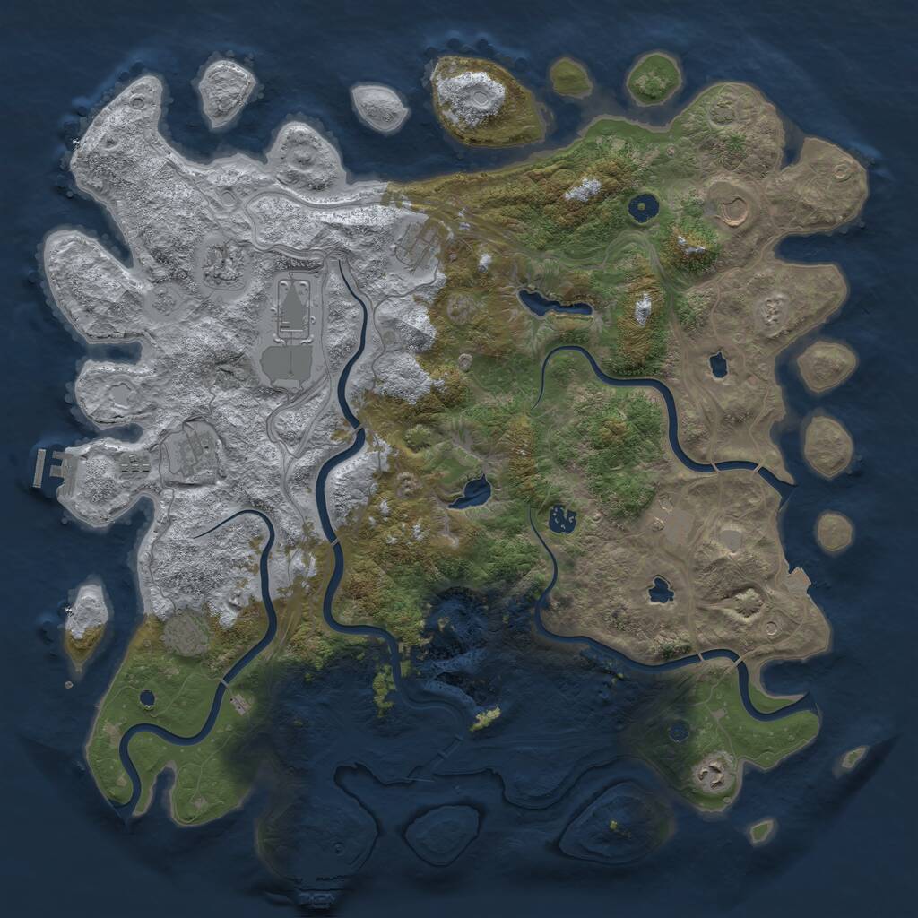 Rust Map: Procedural Map, Size: 4800, Seed: 381106285, 16 Monuments