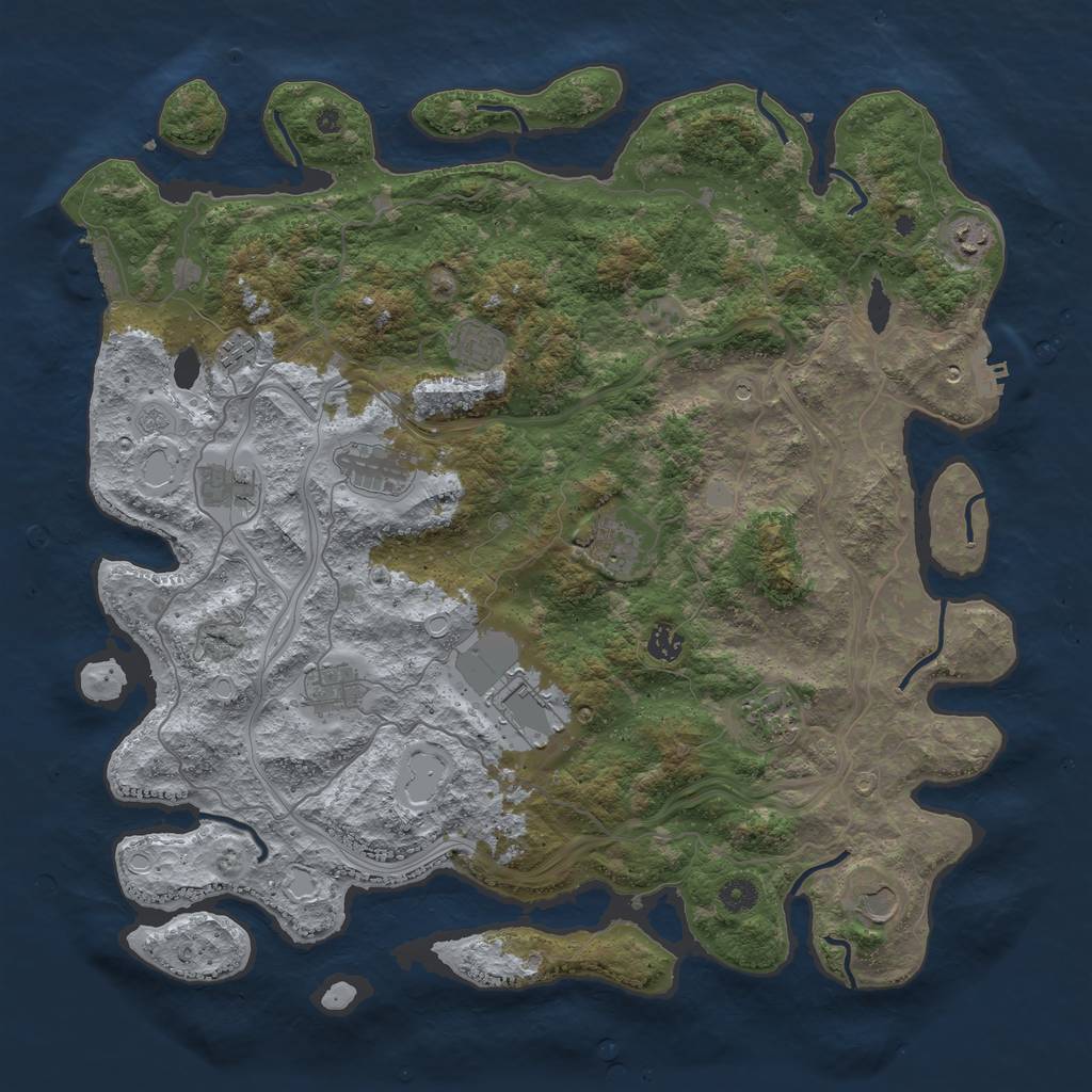 Rust Map: Procedural Map, Size: 4500, Seed: 1460100342, 18 Monuments