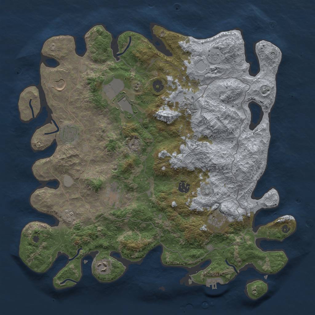 Rust Map: Procedural Map, Size: 4000, Seed: 30350358, 15 Monuments