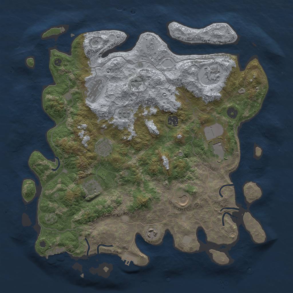 Rust Map: Procedural Map, Size: 4000, Seed: 25315383, 16 Monuments