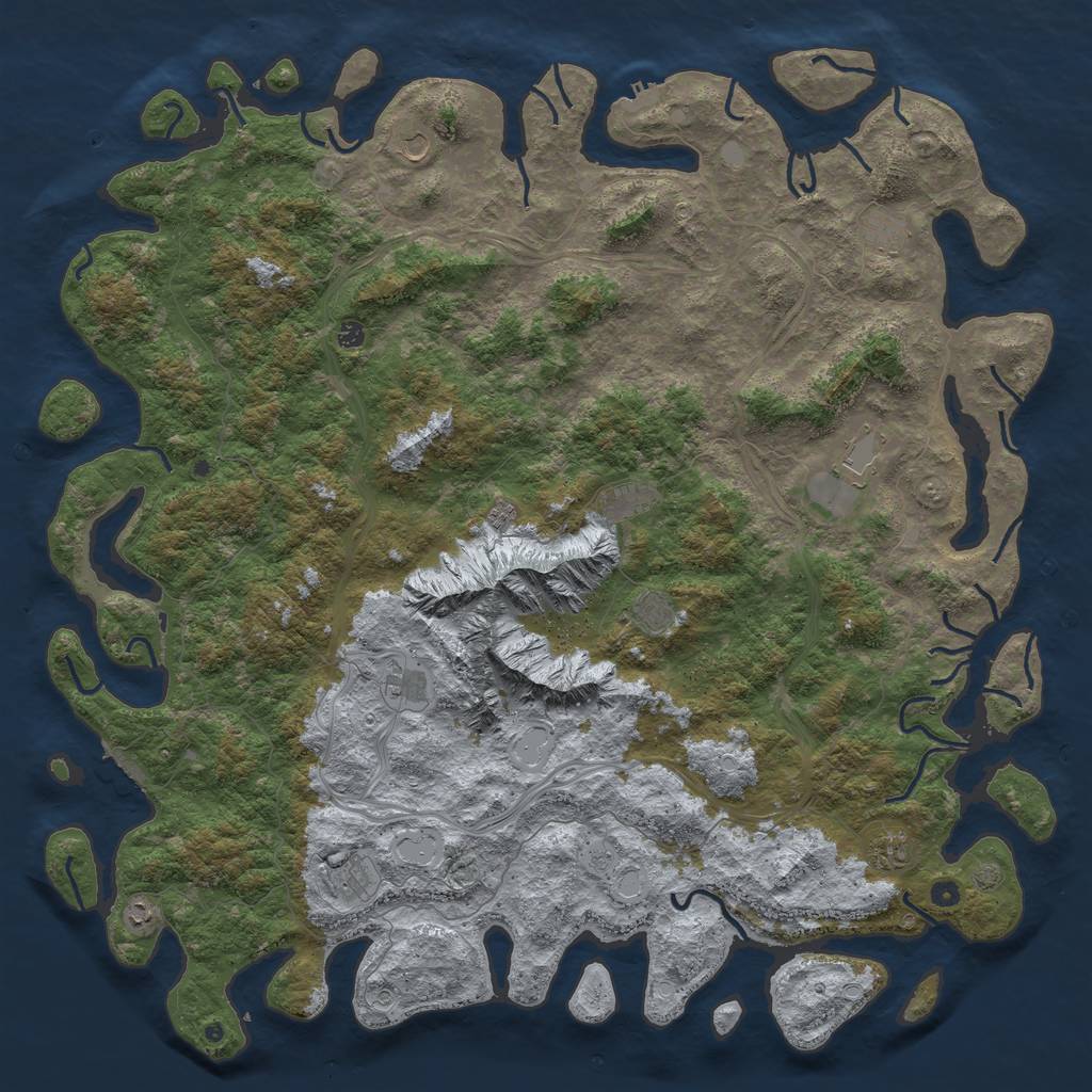 Rust Map: Procedural Map, Size: 6000, Seed: 876431, 19 Monuments