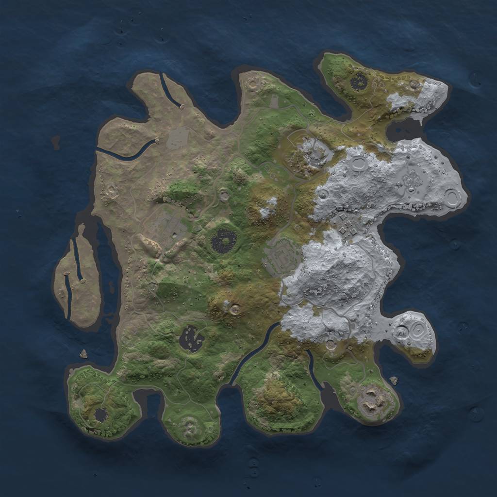 Rust Map: Procedural Map, Size: 3000, Seed: 2454201, 11 Monuments
