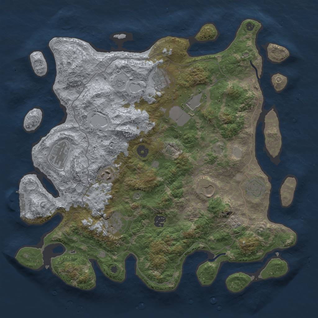 Rust Map: Procedural Map, Size: 4000, Seed: 736271120, 15 Monuments