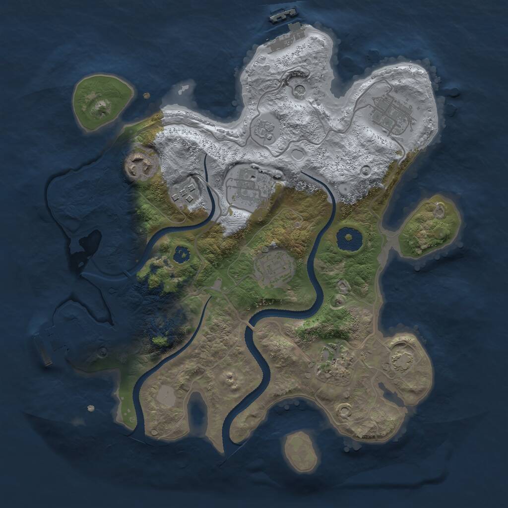 Rust Map: Procedural Map, Size: 3000, Seed: 1387196584, 12 Monuments