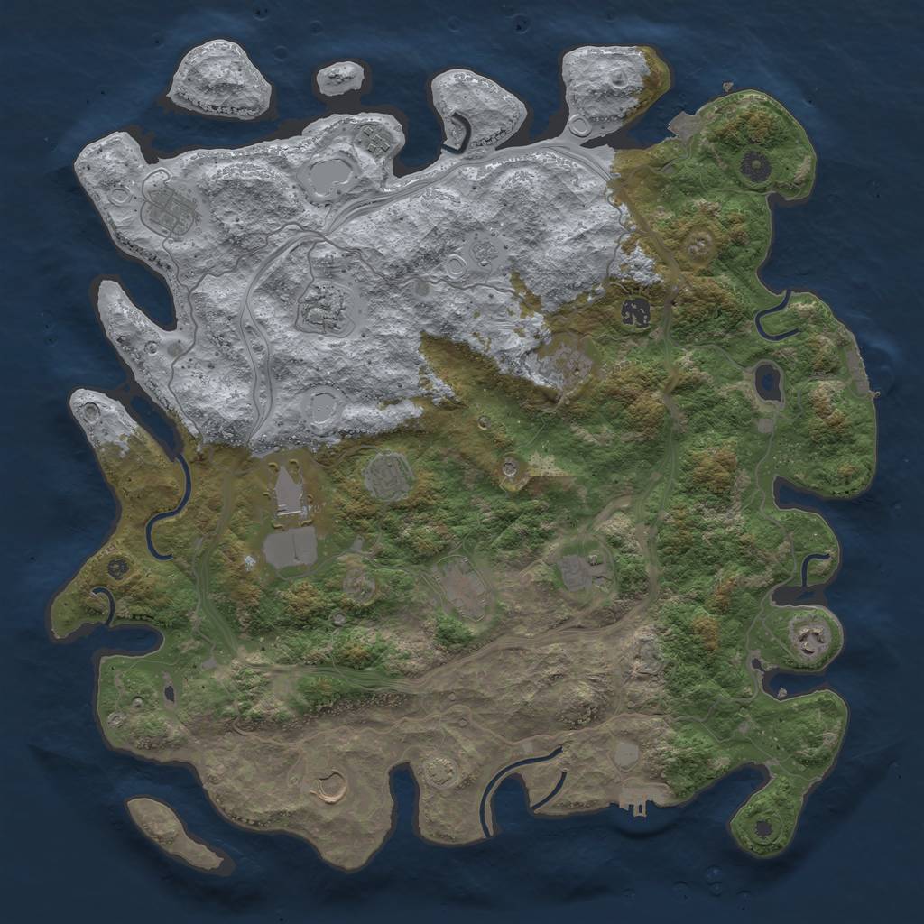 Rust Map: Procedural Map, Size: 4500, Seed: 1507077961, 19 Monuments